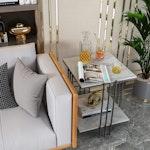 Black Marble Top 2-Tier Side Table alternate 1
