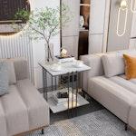 Black Marble Top 2-Tier Side Table alternate 2