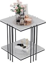 Black Marble Top 2-Tier Side Table alternate 6