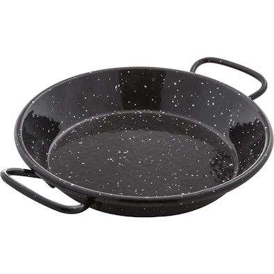 Mini Black Alloy Steel Paella Pan, 15 cm cover