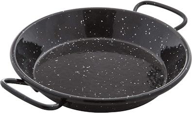 Mini Black Alloy Steel Paella Pan, 15 cm cover