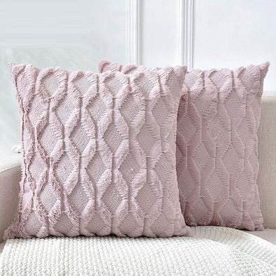 Boho Throw Pillow Covers 45x45cm - Pink, 2 Pack cover