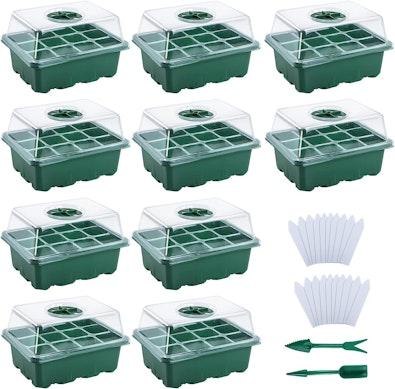 10-Pack Seed Starter Tray Kits with Dome & Base cover