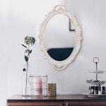Oval Antique White Wall Mirror 25x38 cm alternate 3