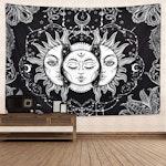 Black & White Sun and Moon Tapestry alternate 1