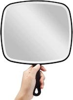 Extra Large Black Handheld Mirror with Handle thumbnail