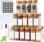 24pc Glass Spice Jars with Bamboo Lids & Labels