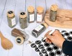 24pc Glass Spice Jars with Bamboo Lids & Labels alternate 3