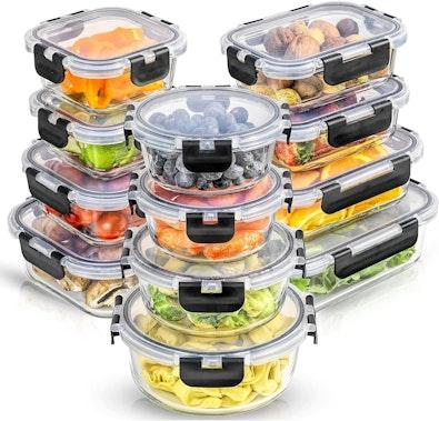 12-Pack Glass Meal Prep Containers with Lids cover