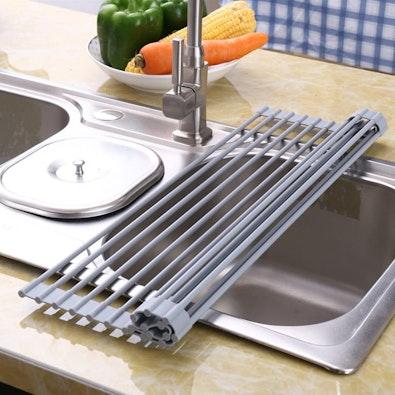 Roll-Up Dish Drying Rack Over Sink 52x33cm cover