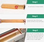 12 Bamboo Adjustable Drawer Dividers 44-55cm alternate 6