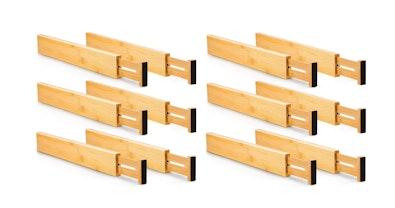 12 Bamboo Adjustable Drawer Dividers 44-55cm cover