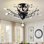 Crystal Chandelier LED Ceiling Fixture - Black thumbnail