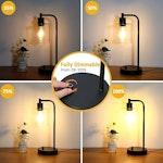 Modern USB Industrial Desk Lamp with Glass Shade thumbnail