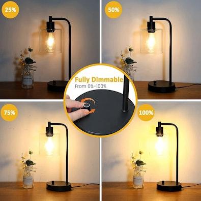 Modern USB Industrial Desk Lamp with Glass Shade cover
