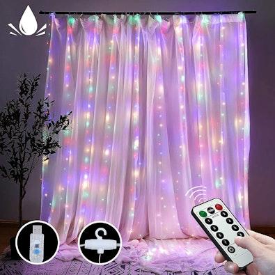 300 LED Curtain Fairy Lights with Remote cover