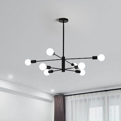 8-Light Modern Sputnik Chandelier in Black cover