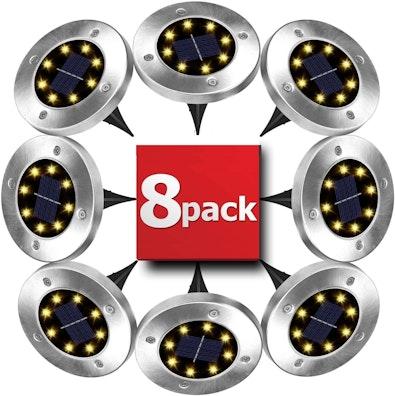 8-Pack LED Solar Pathway Ground Lights, Warm White cover