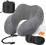 Memory Foam Neck Pillow with Luxury Bag for Travel