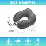 Memory Foam Neck Pillow with Luxury Bag for Travel alternate 2