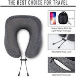 Memory Foam Neck Pillow with Luxury Bag for Travel alternate 7