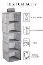 5-Tier Hanging Closet Organizer, Grey alternate 2