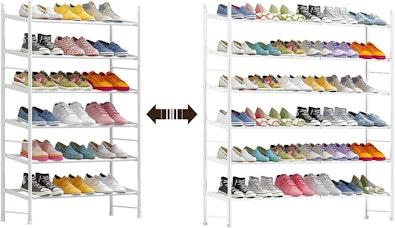 6-Tier Adjustable Metal Shoe Rack - White cover