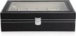 Black PU Leather Watch Organizer - 12 Slots alternate 1