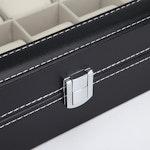 Black PU Leather Watch Organizer - 12 Slots alternate 3