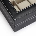 Black PU Leather Watch Organizer - 12 Slots alternate 4