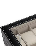 Black PU Leather Watch Organizer - 12 Slots alternate 5