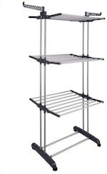 3-Tier Foldable Clothes Drying Rack with Rail thumbnail