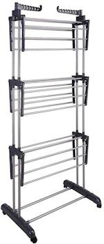 3-Tier Foldable Clothes Drying Rack with Rail alternate 4