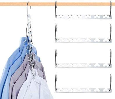 4-Pack Magic Metal Space-Saving Closet Hanger cover