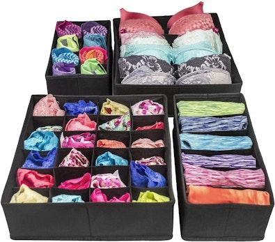 4-Pack Black Foldable Drawer Dividers cover
