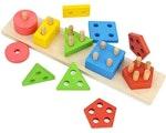 Wooden Preschool Puzzle Blocks for Ages 3-5 thumbnail