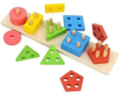 Wooden Preschool Puzzle Blocks for Ages 3-5 cover