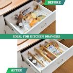 8 Pack Bamboo Adjustable Kitchen Drawer alternate 8