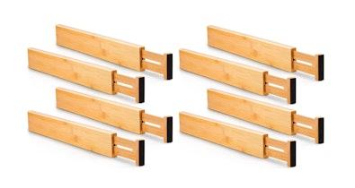 8 Pack Bamboo Adjustable Kitchen Drawer cover