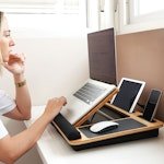 Bamboo Laptop Lap Desk with Cushion, Angle alternate 2
