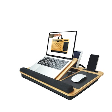 Bamboo Laptop Lap Desk with Cushion, Angle cover
