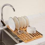 Foldable Bamboo Dish Drying Rack for Kitchen alternate 1