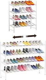 Expandable 4-Tier Metal Shoe Rack - White thumbnail
