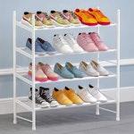 Expandable 4-Tier Metal Shoe Rack - White alternate 3