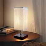 USB Bedside Table Lamp with Fabric Shade