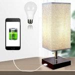 USB Bedside Table Lamp with Fabric Shade alternate 7
