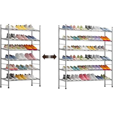 6-Tier Adjustable Metal Shoe Rack - Grey cover
