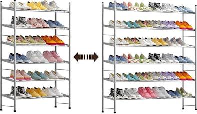 6-Tier Adjustable Metal Shoe Rack - Grey cover