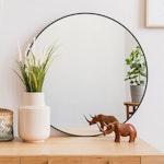 Round Black Wall Mirror, 50 cm thumbnail