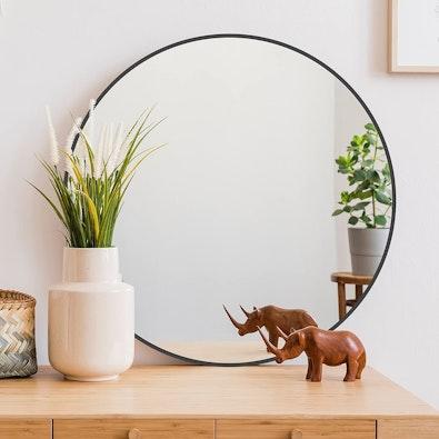 Round Black Wall Mirror, 50 cm cover